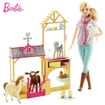 Muñeca Barbie Original, Animal de rescate, muñeca y Kit de juego, habitación bonita, juguetes para niñas, Poppenhuis, Casa de Bonecas