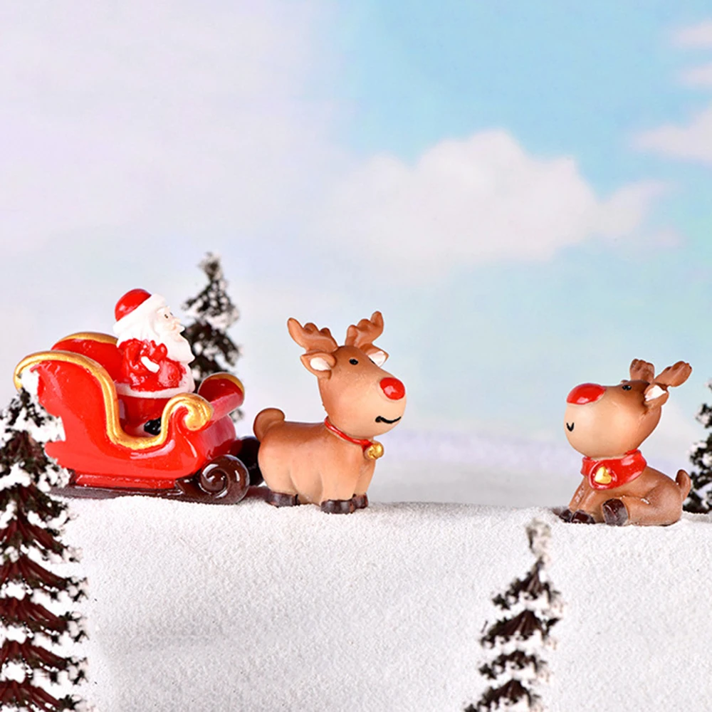 1 шт. смолы рождество микро пейзаж орнамент миниатюрная карета фигурки оленя сказочный сад бонсай кукольный домик домашний декор ремесла