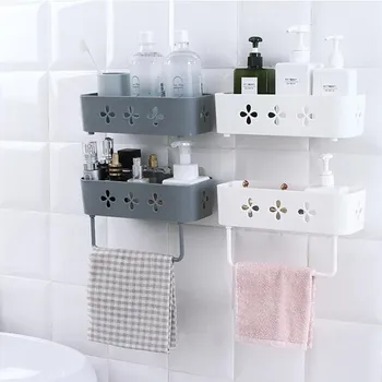 

wall-mounted bathroom shower shelf shampoo holder Punch-Free towel rack Soap Cosmetic Shelves home kitchen organizer