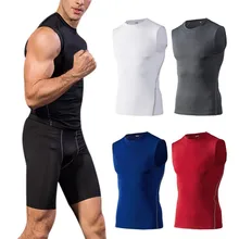 Мужские спортивные повседневные топы без рукавов Быстросохнущий дышащий джемпер с круглым воротником спортивный однотонный жилет