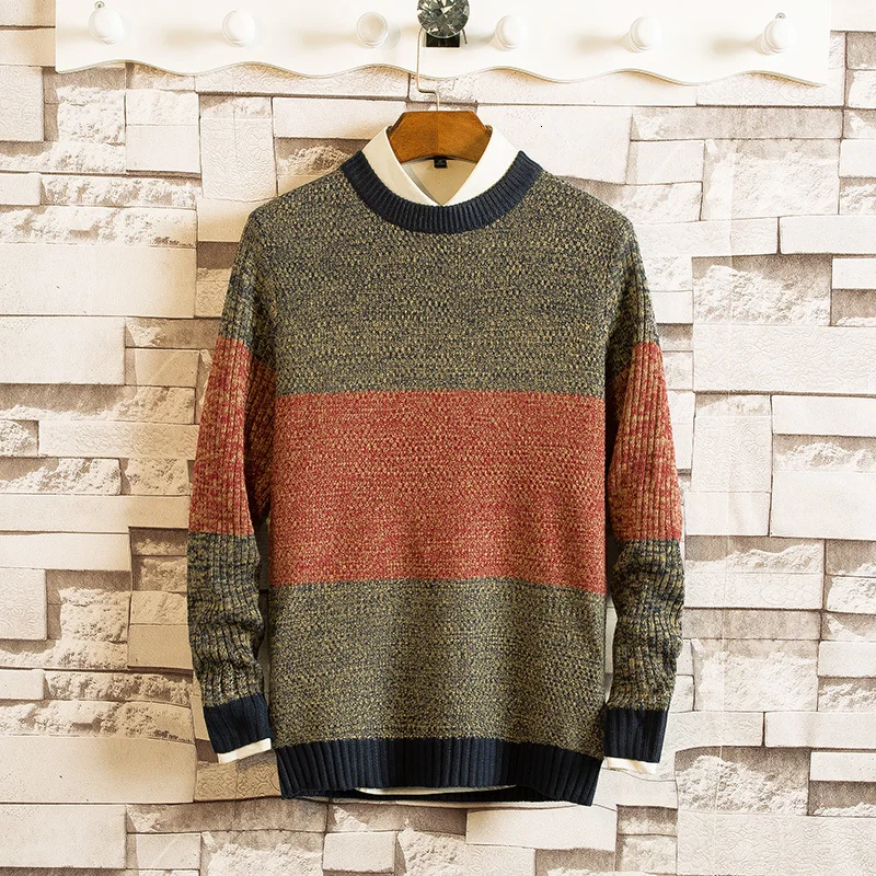 Autumn New Sweater Men Slim Fashion Sweter Clothes Contrast Color Casual Knit Sweaters Man Wild Loose Long-sleeved Pullover Men Autumn New Sweater Men Slim Fashion Sweter Clothes Contrast Color Casual Knit Sweaters Man Wild Loose Long-sleeved Pullover Men