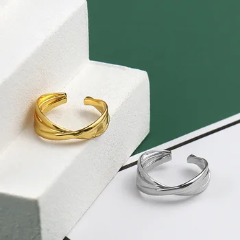 

Coolkala sterling silver new cross female personality simple opening adjustment ring accessories