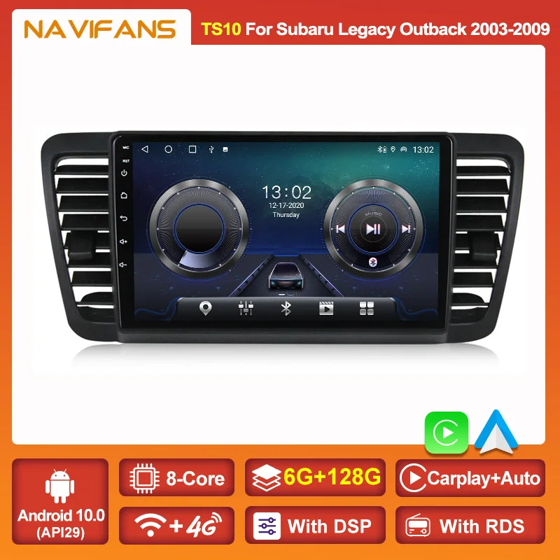 Автомагнитола для Subaru Outback 3 Legacy 4 128-2003 6 ГБ ОЗУ 2009 Гб ПЗУ Android 11 мультимедийный