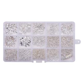 

Earring Hooks Mixed Style DIY Jewelry Findings Set Accessories Clasps With Storage Box Jump Rings Metal Pins Bead Caps Craft