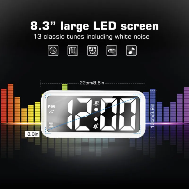 HwLED отключить Будильник цифровой Настольный гаджет Цифровой USB заряженный цифровой дисплей фосфоресцирующие часы супербесшумные для дома спальни