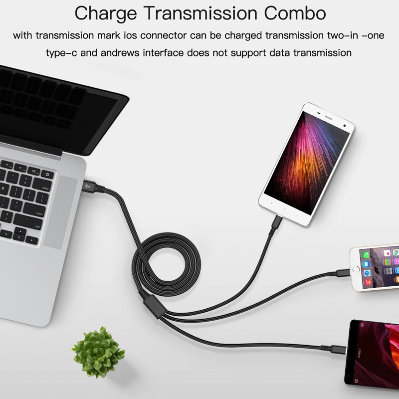 3 в 1 микро USB кабель мобильный телефон кабель для samsung huawei Быстрая зарядка Usb C Тип C USB кабель для iPhone провод шнур(N1029