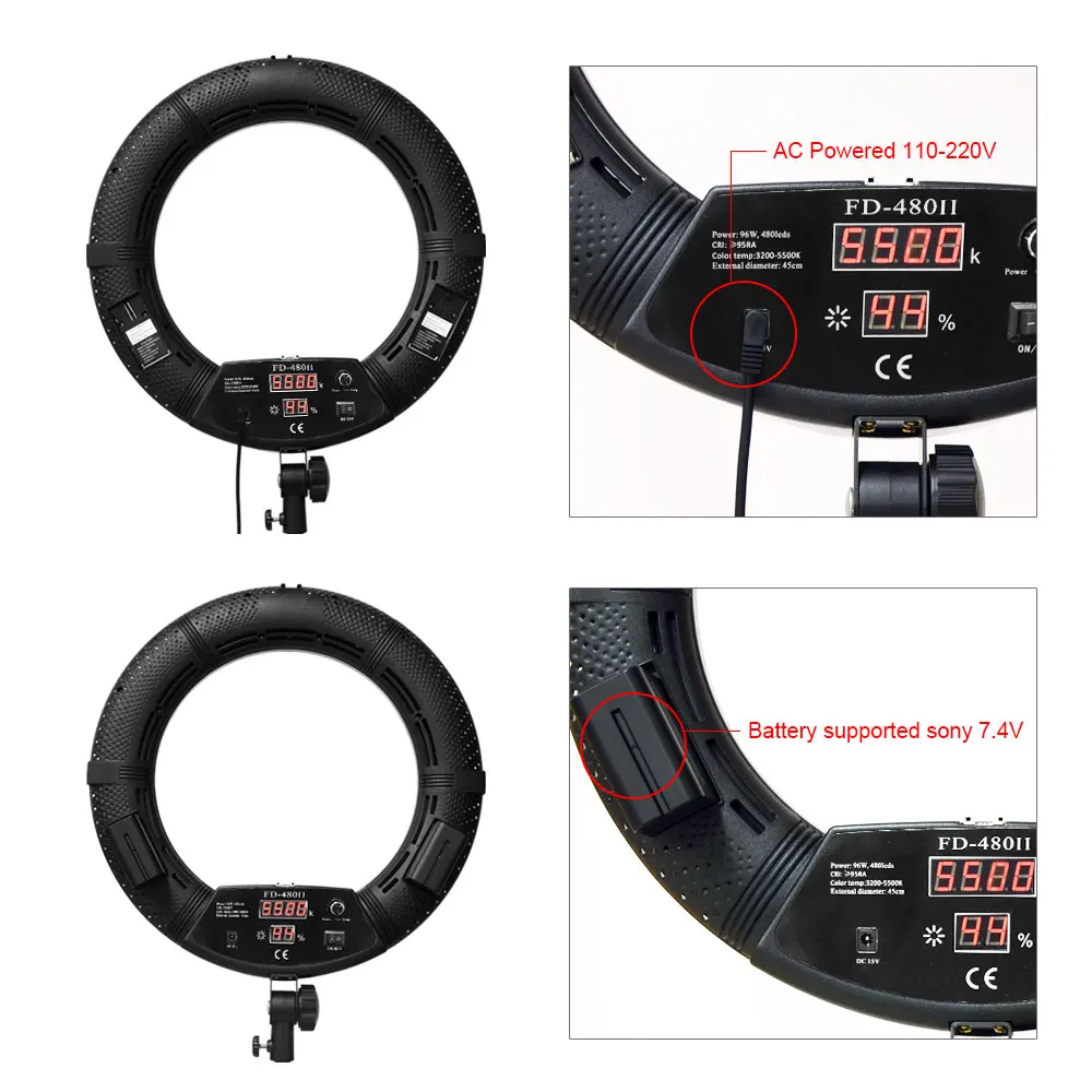  Yidoblo FD-480II Led Ring Lamp Light 18inch White Bi-color Studio LED Video Lamp Photographic Light - 32885211011