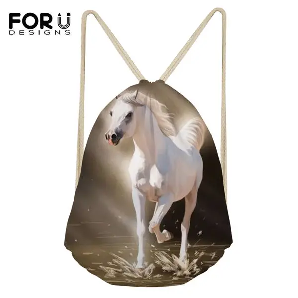 FORUDESIGNS/модные мини-сумки с рисунками лошади фантазия, Белая обувь с карманами и рисунками животных для девочек рюкзак для путешествий - Цвет: CDWX3706Z3