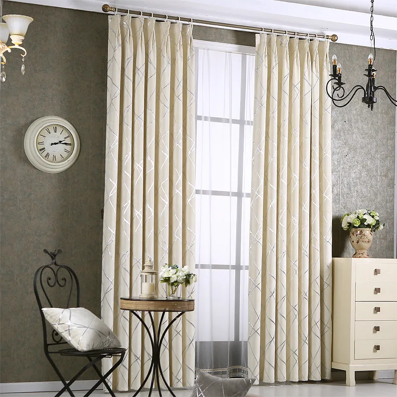 

Simple Modern Thickened Chenille Water Cube Jacquard Shading Curtains for Living Dining Room Bedroom.