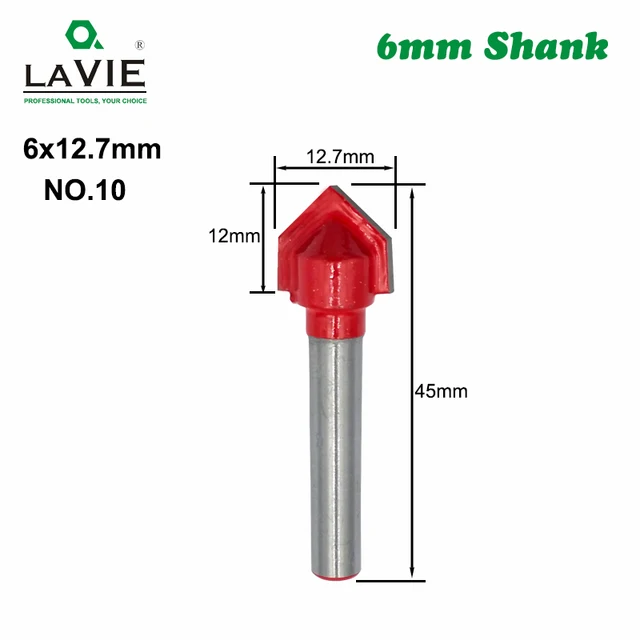 1pc 6mm Shank Router Bit Straight T Bit V Flush Trimming Cleaning Round Corner Cove Box Bits Milling Cutter for Wood MC06010 NO.10