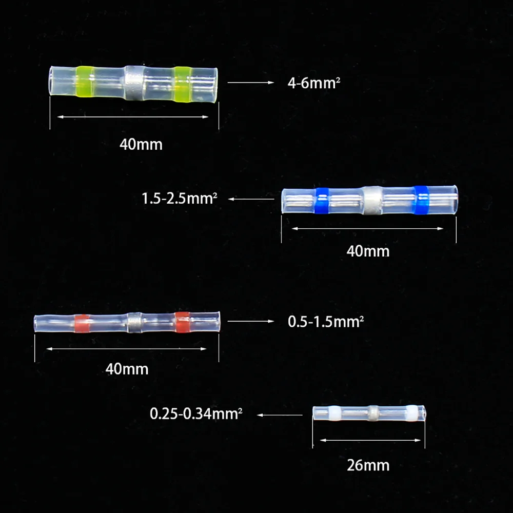 Vehicle Boat Shrinkable Solder Seal Ring Sleeve Wire Butt Connectors Kit Waterproof Heat Shrink Electrical Splices Terminals SST4.png