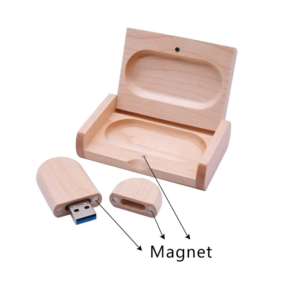 Эллиптическая форма деревянная память USB с коробкой флэш накопитель 3 0