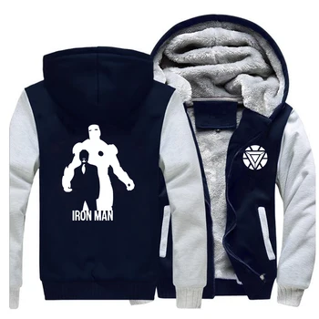 

Fashion Marvel Avengers Iron Man Hoodie Superhero Tony Stark Thicken Jacket Hoodies Men Winter Fleece Sportswear Streetwear Coat