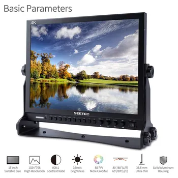 

Seetec 15 Inch Aluminum Design 1024x768 HD Pro Broadcast LCD Monitor with 3G-SDI HDMI AV YPbPr P150-3HSD Desktop LCD Monitor