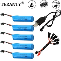 3.7V 1500mAh 18650 Li-ion Battery + Charger for Q85 Q70 RC Helicopter Airplanes Car Boat Gun Toy Parts 3.7V Battery SM Plug 1