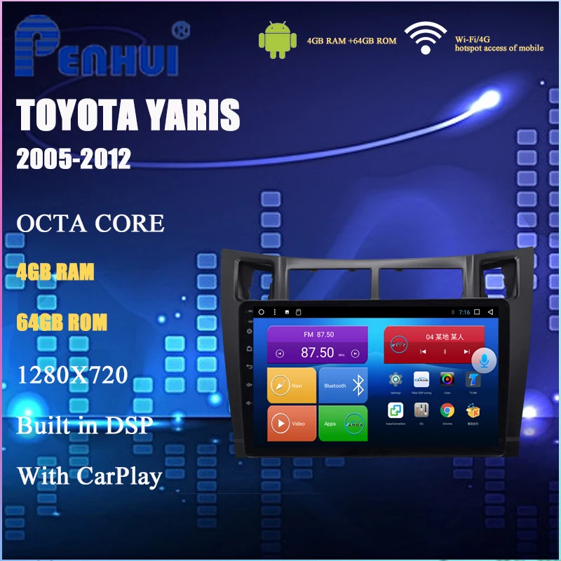 

Android Car DVD For Toyota Yaris (2005-2012) Car Radio Multimedia Video Player Navigation GPS Android 10.0 Double DIn