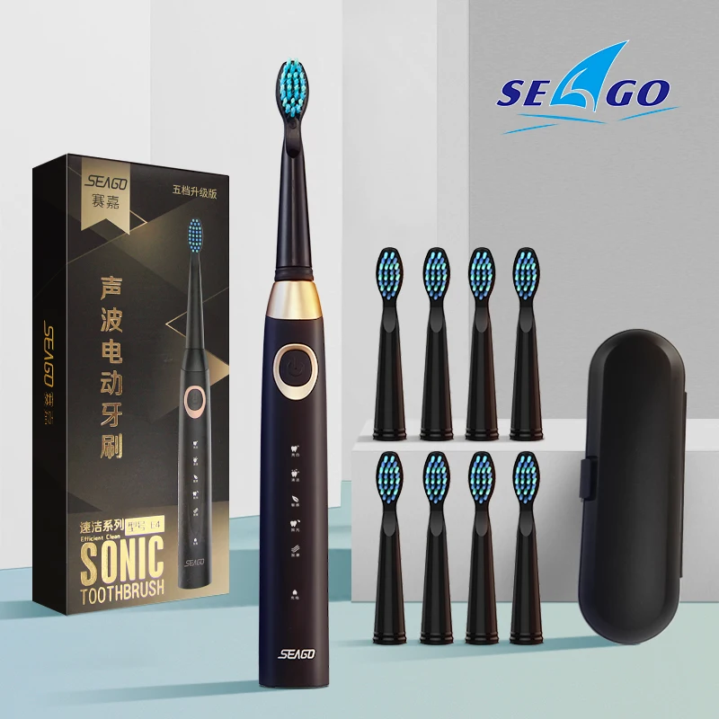 Seago Sonic Electric Toothbrush USB Rechargeable 5 Modes Smart Ultrasonic Toothbrushes Travel Case Oral Care Brush 8 Teeth Heads Seago Sonic Electric Toothbrush USB Rechargeable 5 Modes Smart Ultrasonic Toothbrushes Travel Case Oral Care Brush 8 Teeth Heads
