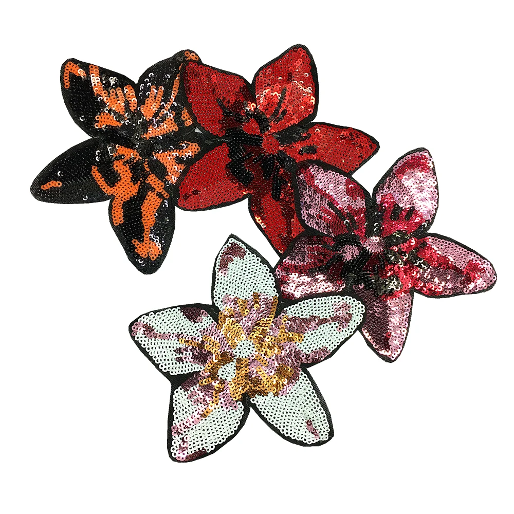 10pc Flower Sequin Patch Beaded Applique Appliques Embroidered Iron On Patches For Clothing Parches Bordados Ropa AC1044B | Дом и сад