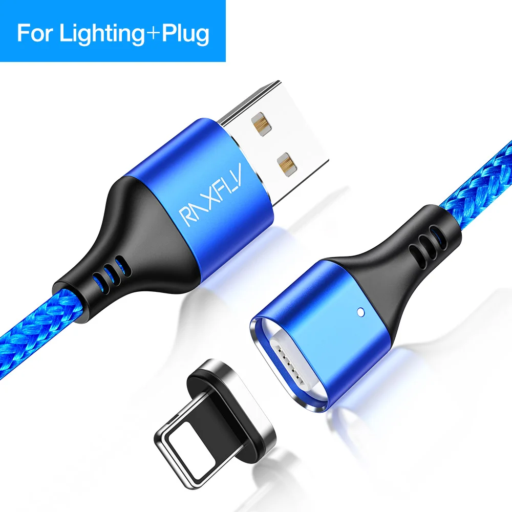 Магнитный кабель RAXFLY Micro usb type C адаптер зарядное устройство Быстрая зарядка для iPhone samsung Зарядка магнит провод для мобильного телефона шнур - Цвет: blue For iphone