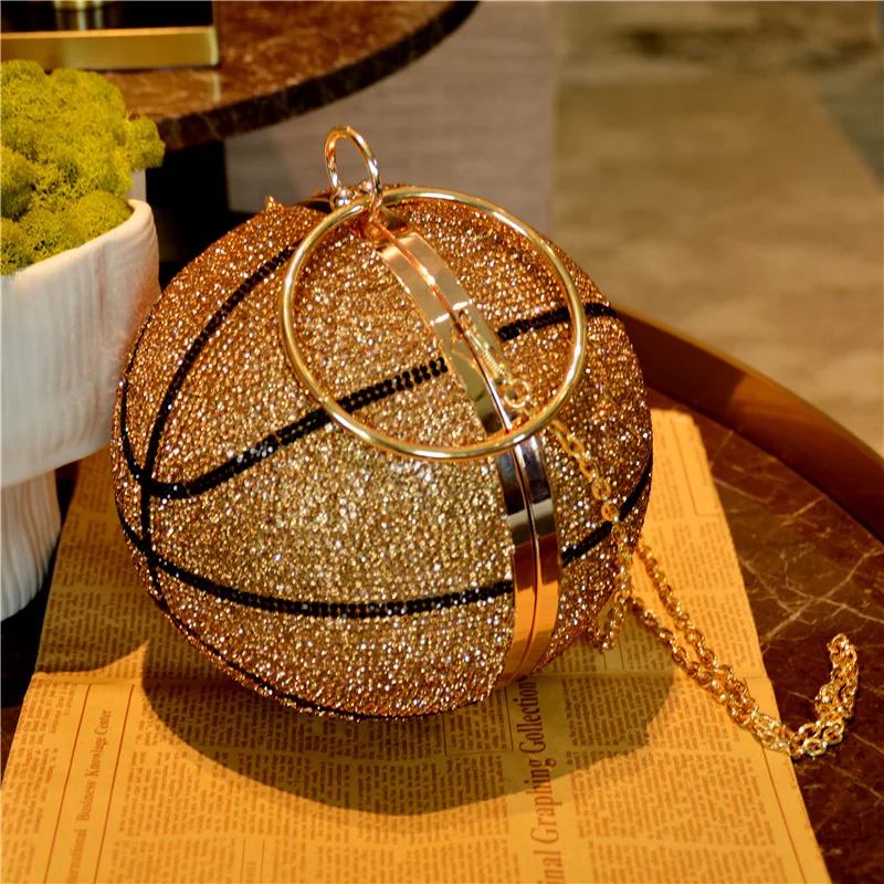 Luxury Basketball Diamond Party Evening Bag Purses and Handbag for Women  Ball Shape Shoulder Bag Clutch - AliExpress