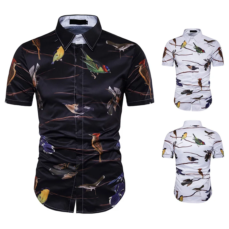 

Autumn And Winter New Style Men Flying Bird 3D Printed Western Style Chinese-style Short Sleeve Beach Shirt DC49