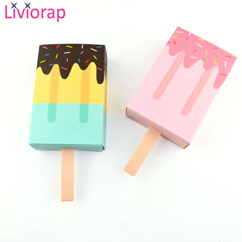 

Liviorap 5/10Pcs Ice Cream Shape Gift Boxes Baby Shower Party Candy Box Baby Boy Girl Pink Blue Birthday Party Decorations Kids