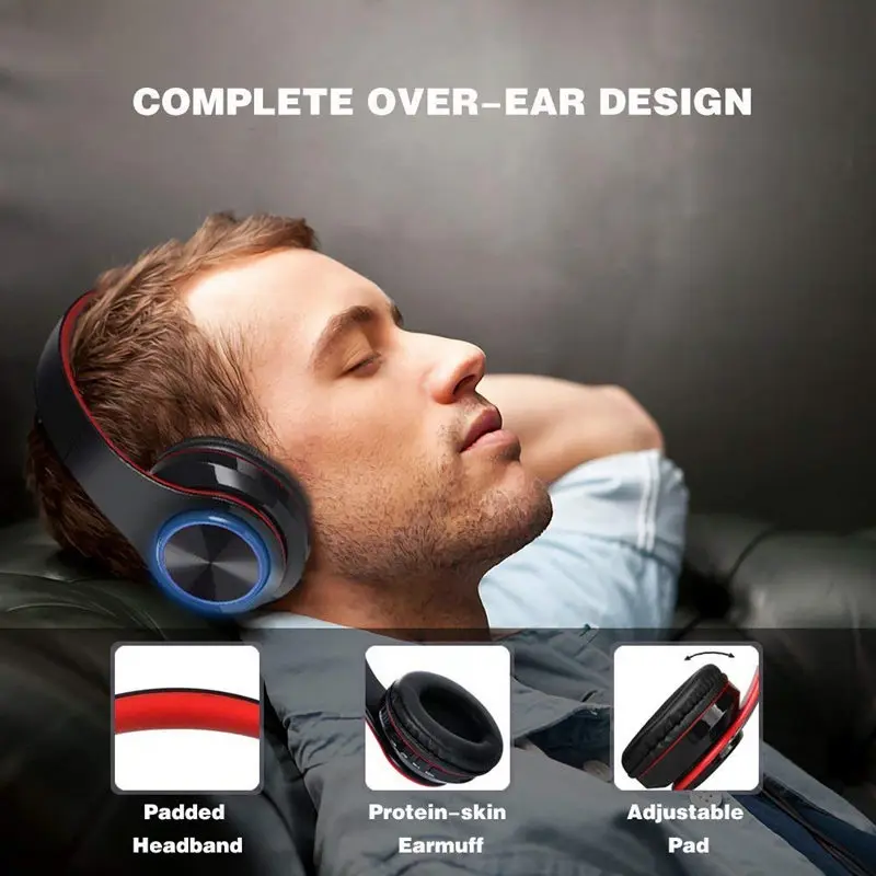 Беспроводные наушники Bluetooth наушники 7 цветов светящаяся гарнитура со светодиодной вставкой с микрофоном Поддержка TF карты для телефона ПК MP3 плеера 4,7