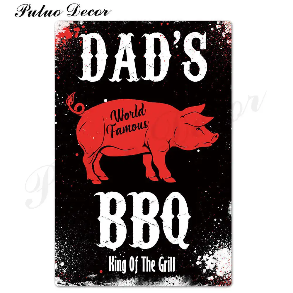 TH2168 DAD'S BBQ металлическая Оловянная табличка, Металлический Настенный декор для барбекю, бара, паба, кухни, вечерние, винтажные металлические знаки, железная живопись - Цвет: TH2168