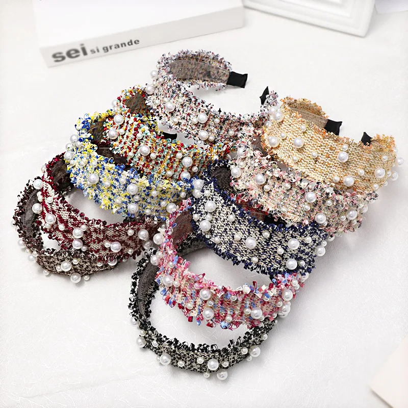 

Pearl Hair Accessories Korean Style Women Fashion Headband Ladies Cloth Hair Bands New Arrival 2019 Head Bands Headwrap Headwear