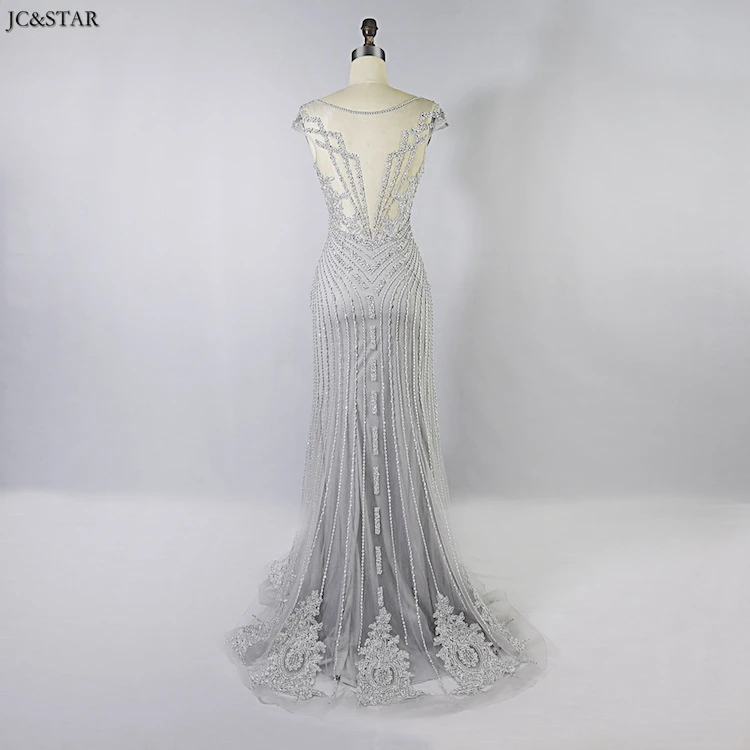 Vestidos de fiesta de noche talla grande, новинка, кружевное, с коротким рукавом, серебряное, сексуальное, Русалка, Дубай, вечернее платье, длинное, для выпускного вечера
