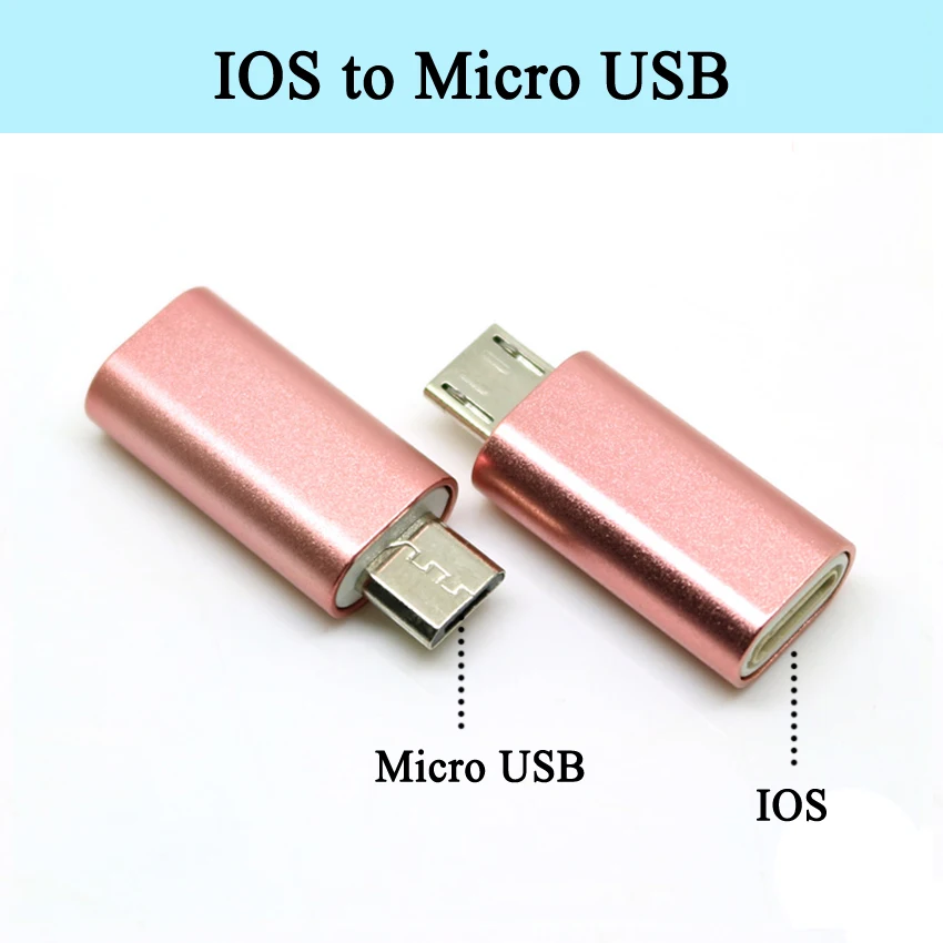 Micro Rose Gold 1 шт. для iPhone Micro usb type-C Мужской зарядный кабель из алюминиевого сплава конвертер зарядный разъем адаптер для телефона Android - Цвет: Micro Rose Gold