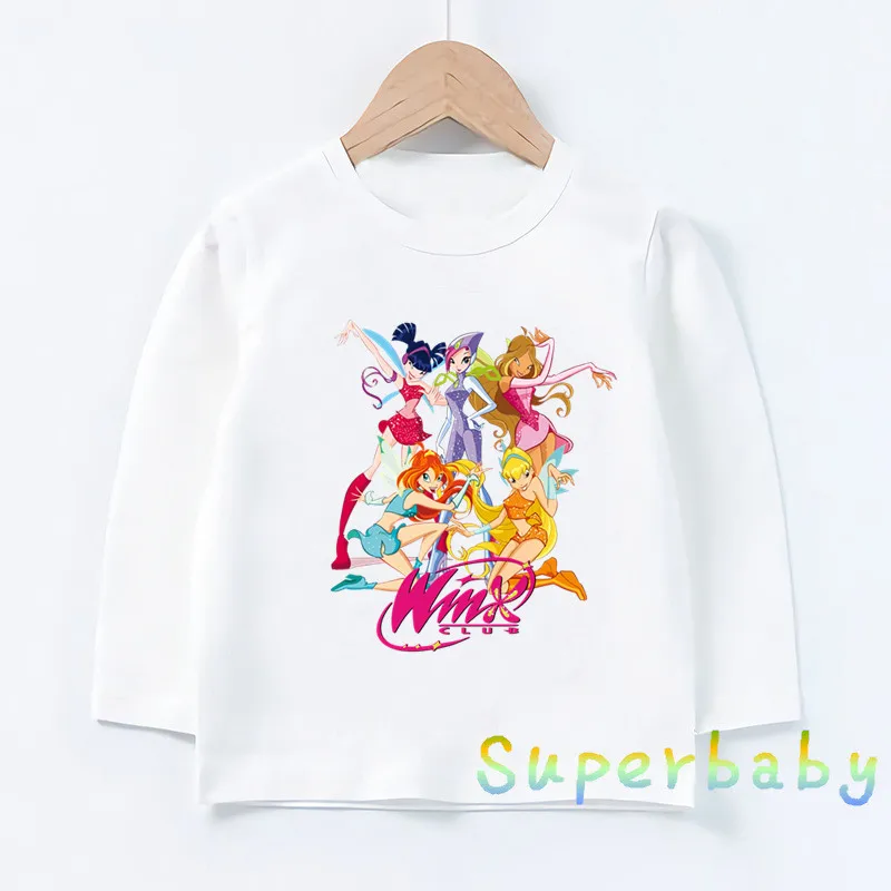 

The Winx Butterfly Fairy Cartoon Print Kids Funny T-Shirts Girls Clothes Spring Autumn Baby Long Sleeve T shirt Children Tops