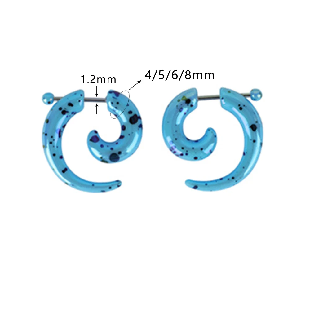 Имитация пирсинга серьги пробки и тоннели 2 шт Акриловые спиральные ушные конусы носилки ювелирные изделия с расширителем для тела сексуальные женские аксессуары - Окраска металла: Blue AB