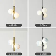 

Modern Nordic Style LED Pendant Lighting Dining Room Bedroom Bedside Hotel Glass Balls Gold Small Droplight Study Hanging Lamp