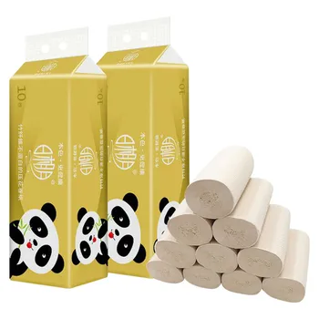

In stock 10 rolls /pack 4 Layers Toilet Roll Paper Home Bath Toilet Roll Paper Primary Wood Pulp Toilet Paper Tissue Roll