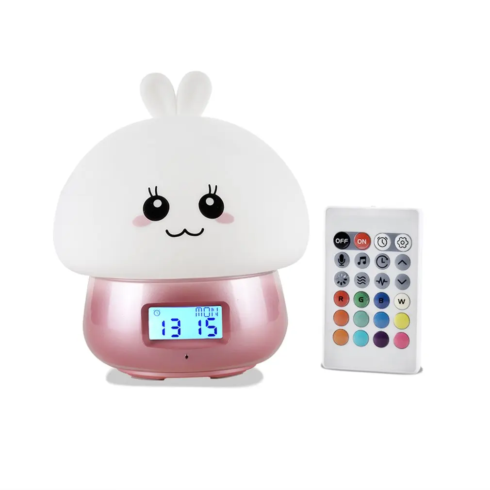 

Cute Cartoon Design Multifunctional Alarm Clock Wake Up Night Light Remote Control Desktop Recording Light Lamp
