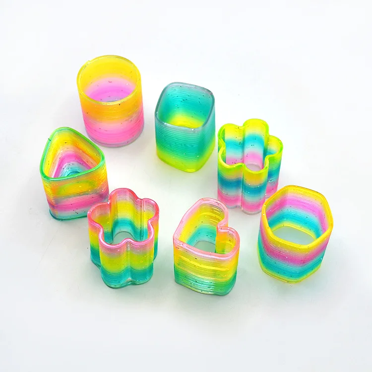 Special Shape Rainbow Ring Children Rainbow Ring Plastic Coil Magic Circle Elasticity School Related Hot Selling Students Toy