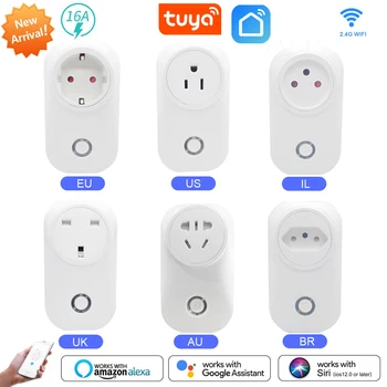

WiFi Smart Outlet Remote Voice Control 16A Socket Power Monitor Timing Wireless Outlet Works With Alexa Google Home Siri Tuya