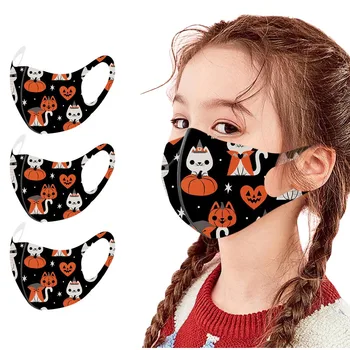 

3PCS Halloween Face Mask Protection Children Kids Mouth Cover Face Shield Reusable Printed Mouth Masks mascarillas infantiles