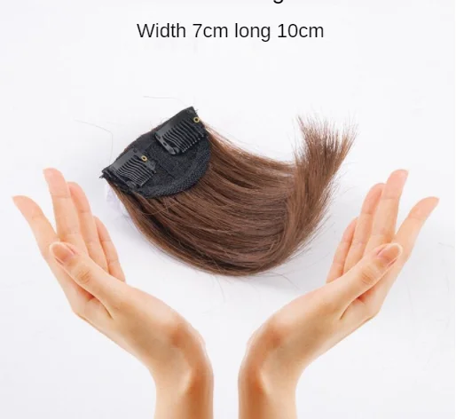 Hair Bun Clip False Bangs Synthetic Pads In One Piece Invisable Seamless Lining of Natural Cover Top Hairpiece Accessories Tools light brown 15CM