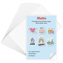 10 folhas de papel de impressão de papel de impressão autoadesivo fosco 216*279mm para impressora a jato de tinta diy artesanato