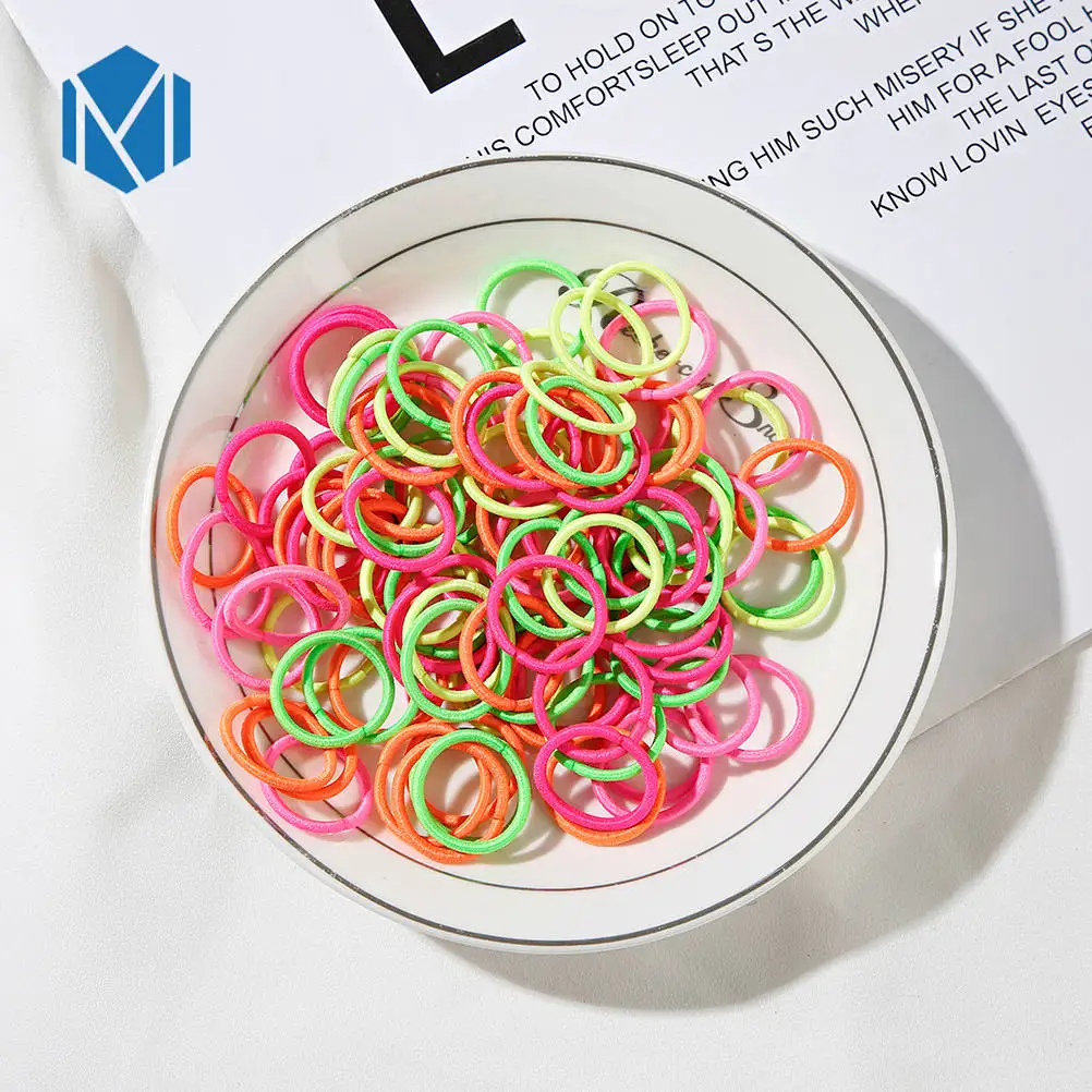 100PCS-2cm-D M MISM 100PCS/Lot Colorful Seamless Scrunchie For Children Cute Hair Accessories For Girls Kids Fashion Elastic Hair Band - Цвет: 100PCS-2cm-D