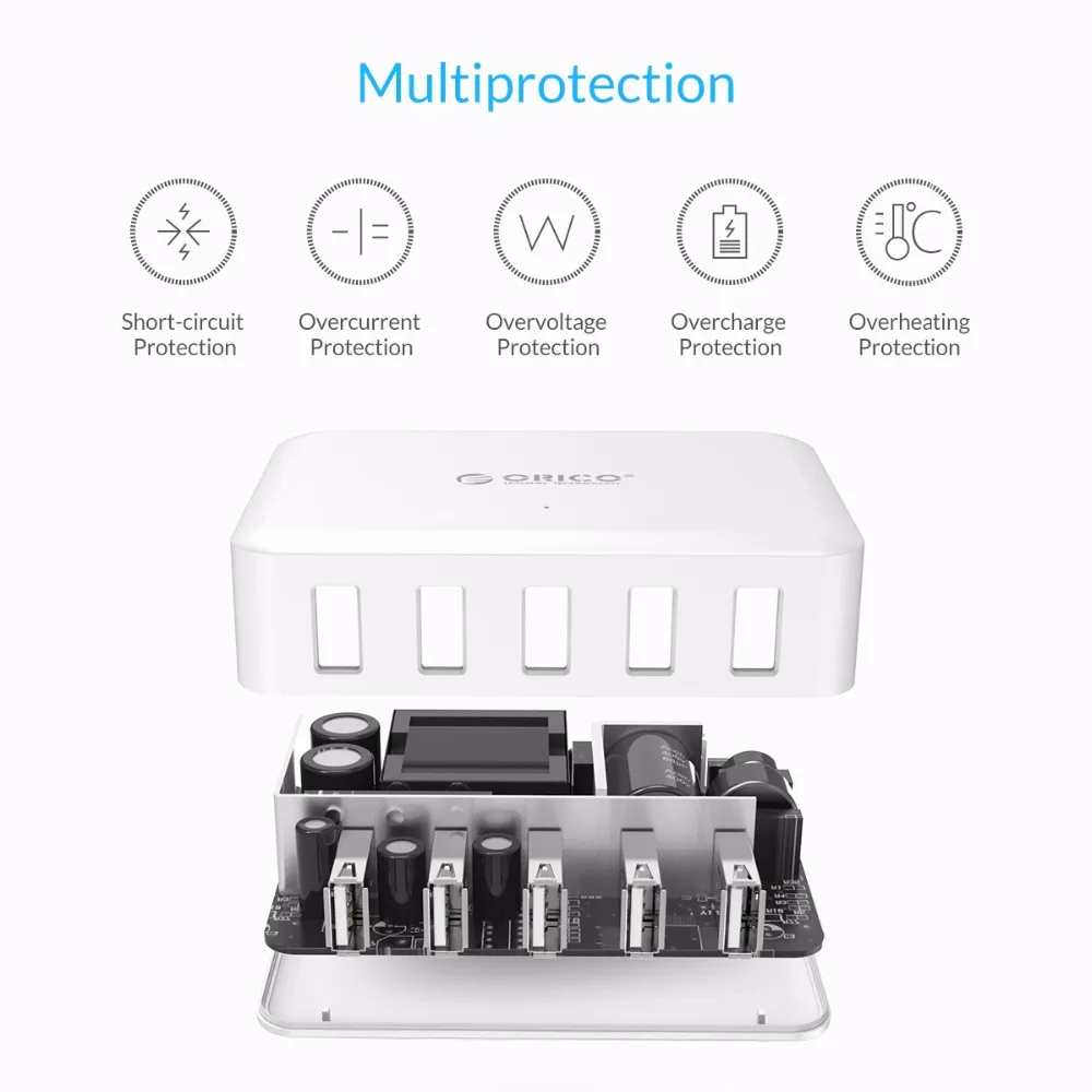  ORICO USB Ladegerät 8A 40W Universal 5 Port Ladegerät EU US UK AU Stecker Handy Adapter für iPhone 
