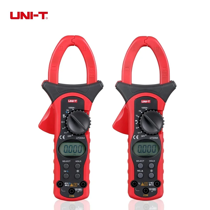 

UNIT UT205A/UT206A 1000A Digital Clamp Meters Multimeters Auto Range Voltmeter With LCD Backlight High Current Clamp Meter
