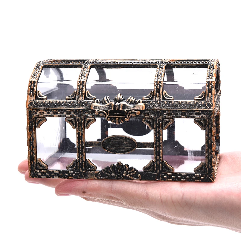 Plastic Money Container Storage Box Toys Transparent Pirate Anime Toys For Children Pirate Crystal Gem Treasure Box Toy Figures