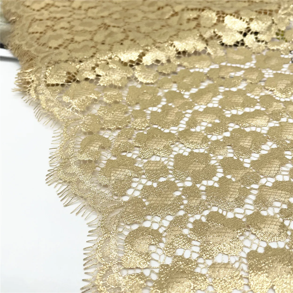 3y/lot 21cm Shiny Non-Elastic Eyelash Lace Trim Sparkle Foil 6