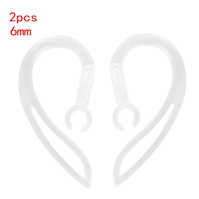 2pc 6mm Bluetooth наушники Прозрачный мягкий силиконовый ушной крючок зажим петли гарнитура 5 6 7 8 10 мм - Цвет: 2pc 6mm
