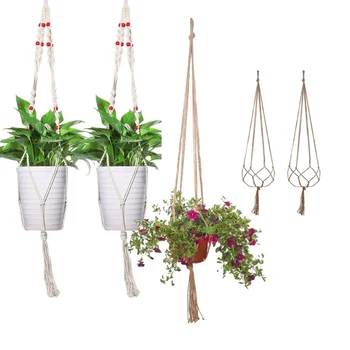 

120cm String Net Decor Natural Style Macrame Boho Durable Flower Hanger Basket Plant Display for Hanging