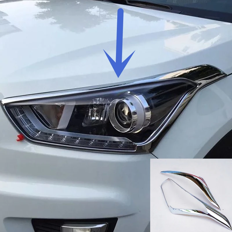 Для hyundai Creta ABS хромированные аксессуары для автомобиля Стайлинг Автомобильные фары крышка Накладка