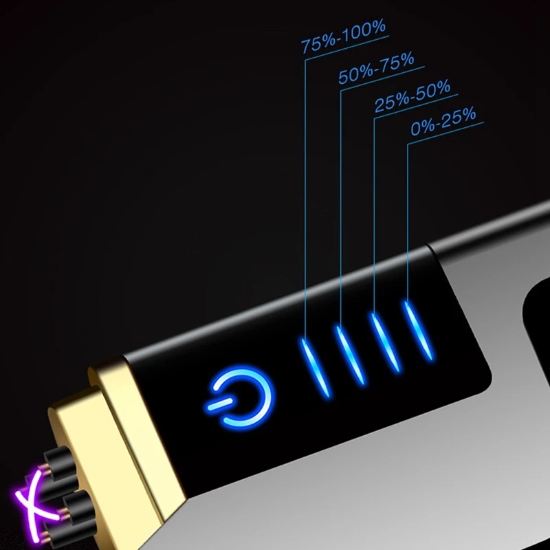 Touch Induction Visual Power Charge Display USB Double Arc Plasma Pulse usb Lighter Metal Windproof Gadgets for Men Lighters
